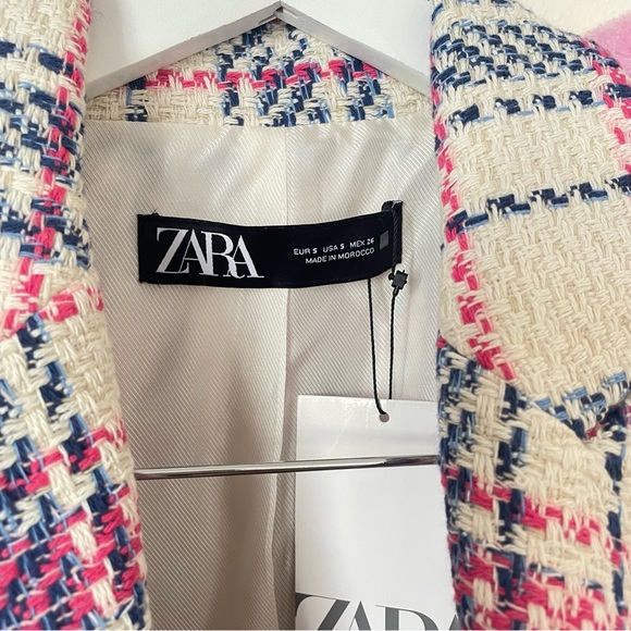 Zara Blogger Favorite Double Breasted Tweed Cropped Blazer Jacket - Picture 4 of 5